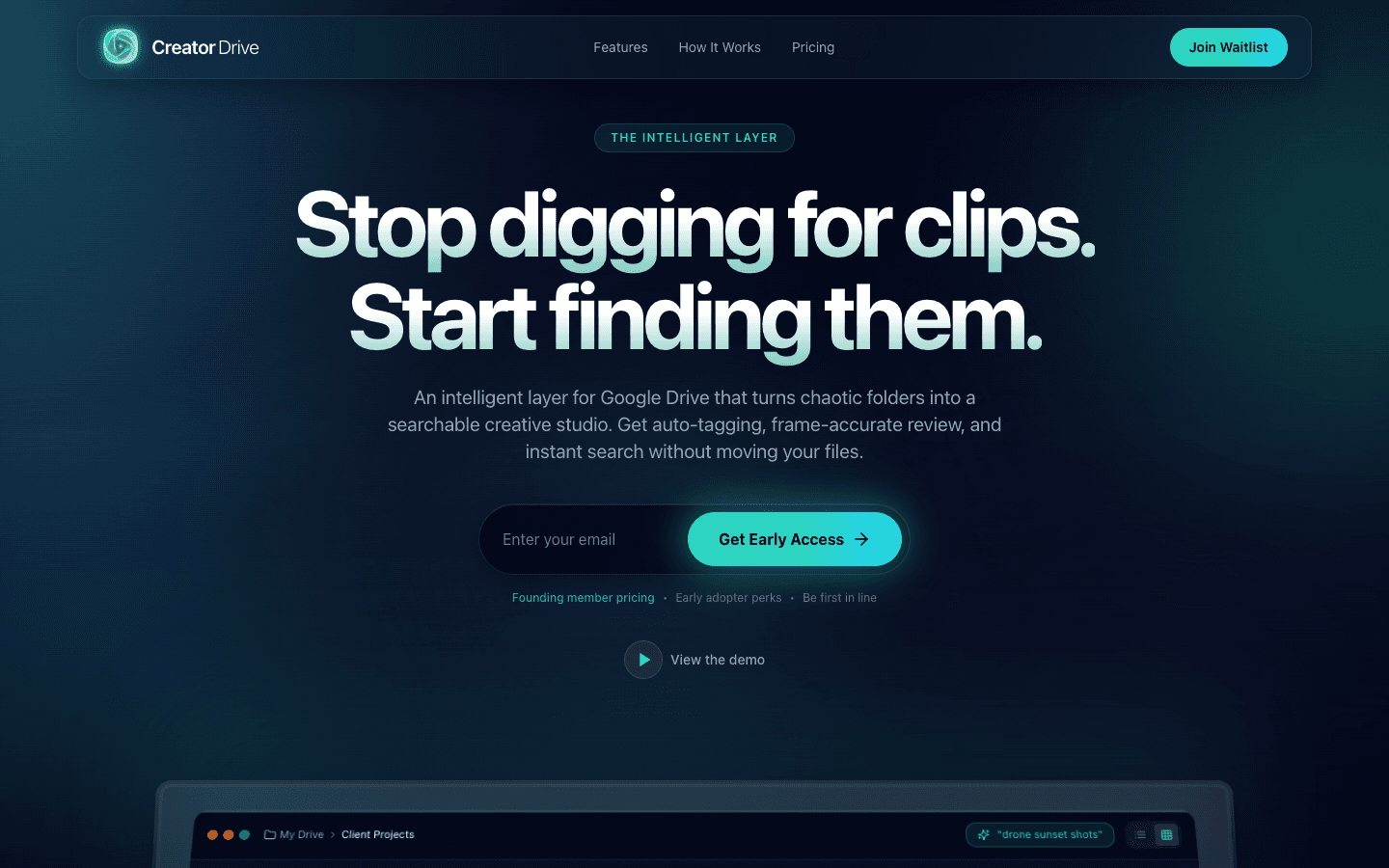 Creator Drive homepage screenshot